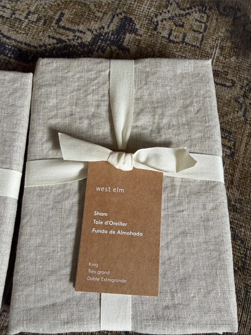 West Elm European Flax Linen Sham in Natural Color NEW size King Set of 2